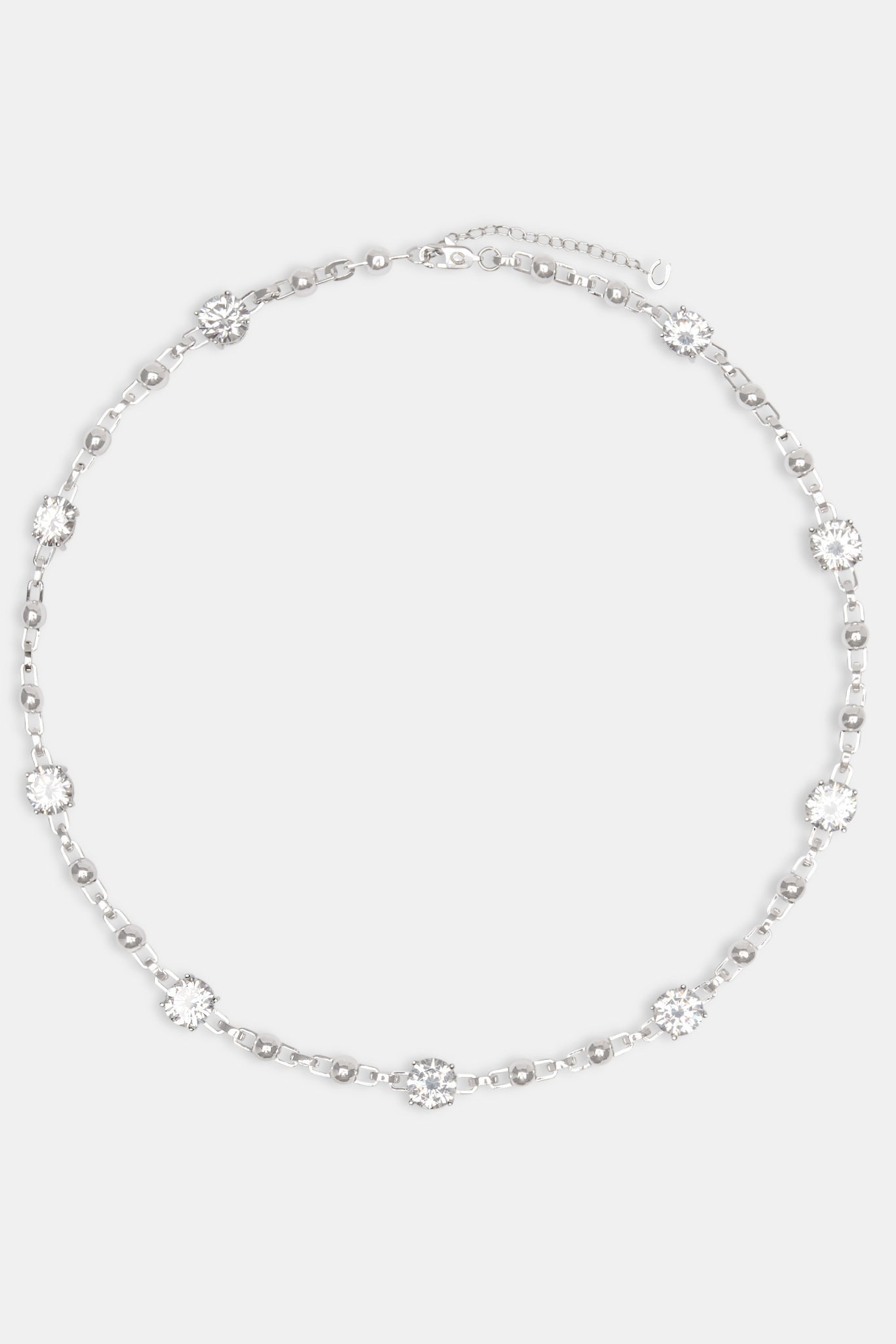 Iced CZ Gem & Ball Chain Mix Chain - White - 8mm